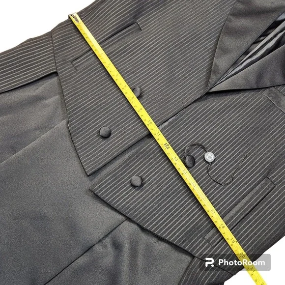 Vitaliano Tail Coat Tuxedo Men's 40R / 33W Super 150's‎ Black Pinstripe Formal